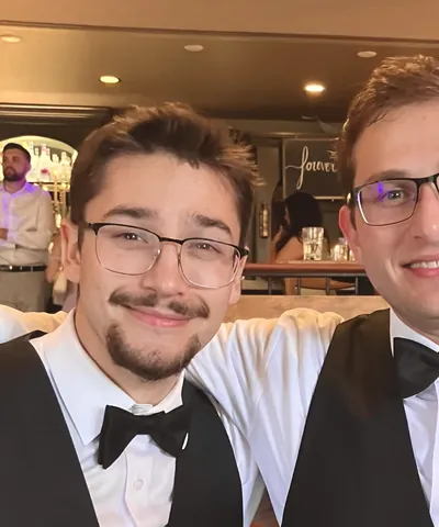 Ted, Throughline’s creator, with a friend